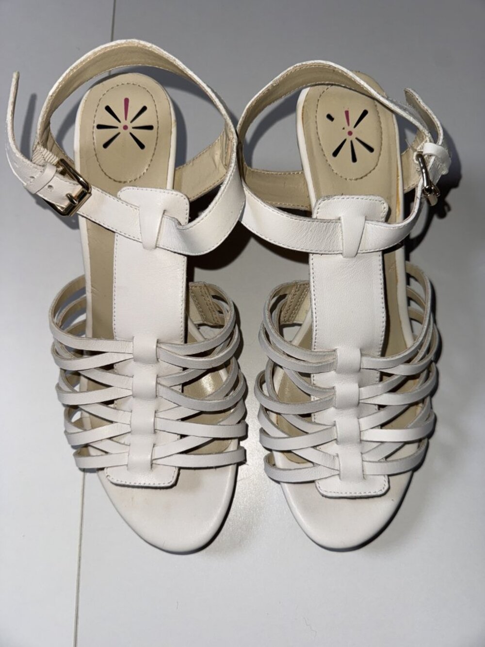 Leedia strappy sandals (Natural Multi LL) - White/Cream - Size 7.5 M